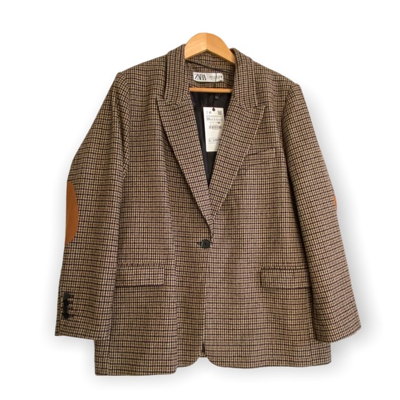 Zara Jackets & Blazers - NWT, Zara Jacket, Wool Blend Elbow Patch Blazer, Size XXL